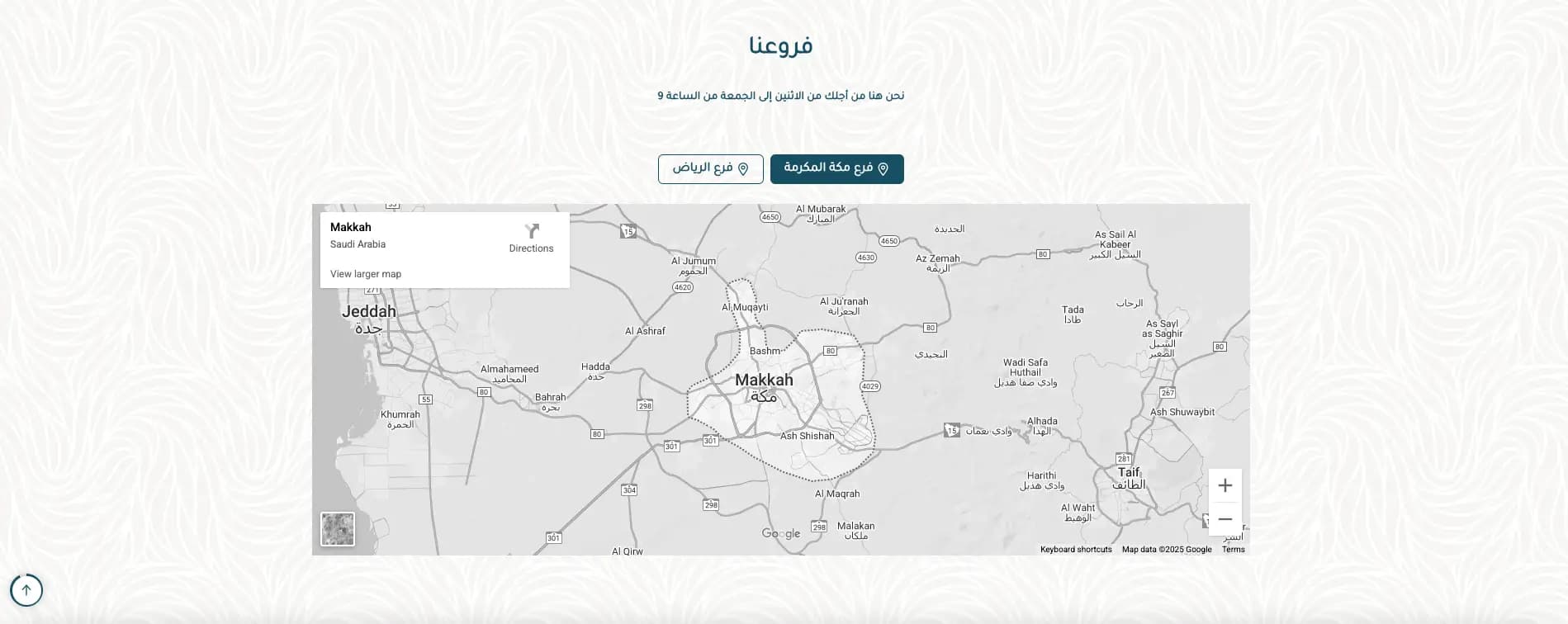 الفروع على خرائط قوقل (ساجي)